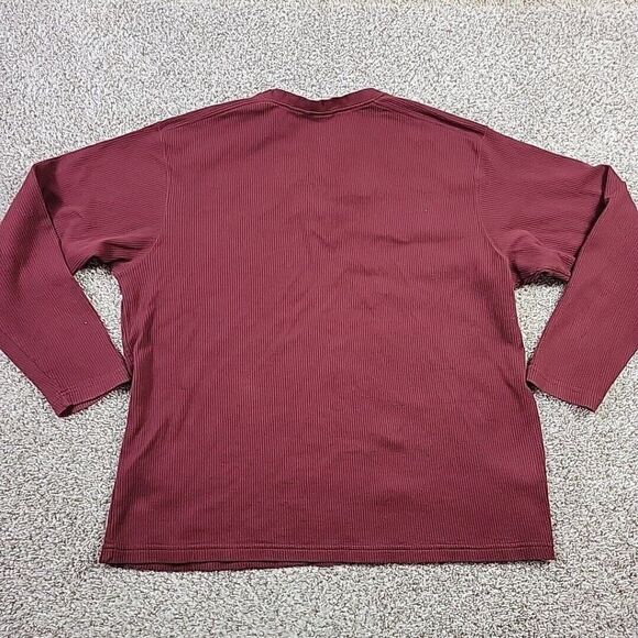 Vintage Fieldmaster Shirt Mens 2XL Burgundy Henley Ribbed Knit Long Sleeve - Picture 6 of 7